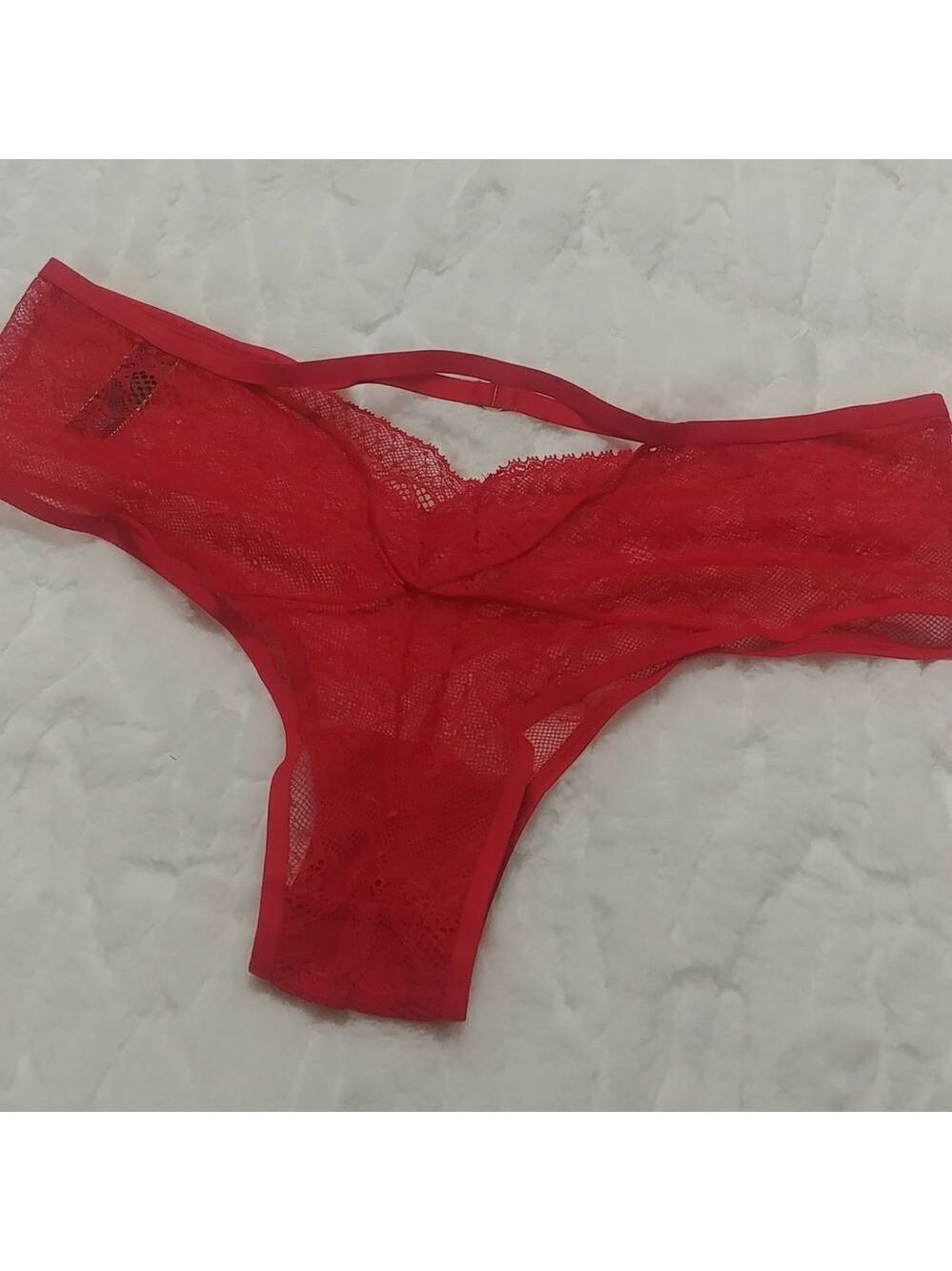 NWOT XL Vintage Victoria's Secret Very Sexy Cheeky Pink/Red Strappy Detail - Picture 11 of 17